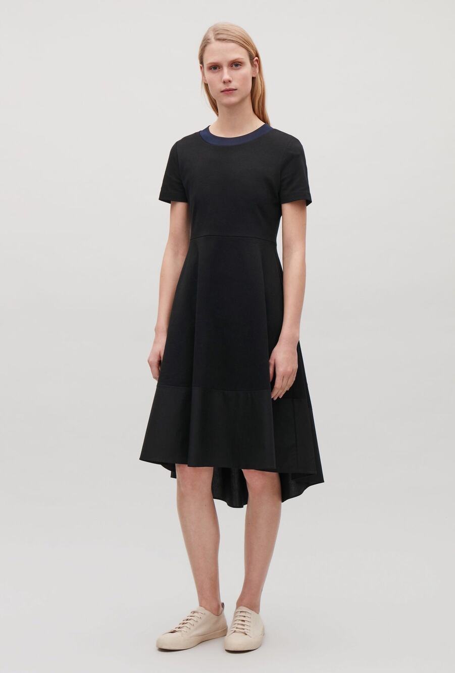 COS Paneled Jersey Cotton Dress Black Large Minimalist Quiet Luxary